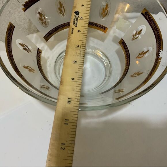 Vintage 1960s Anchor Hocking Mid Century Gold Wheat Large Glass Serving Bowl - Picture 7 of 12